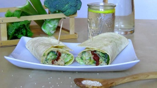 Quinoa-Brokkoli-Wrap mit Cashew-Käsesauce