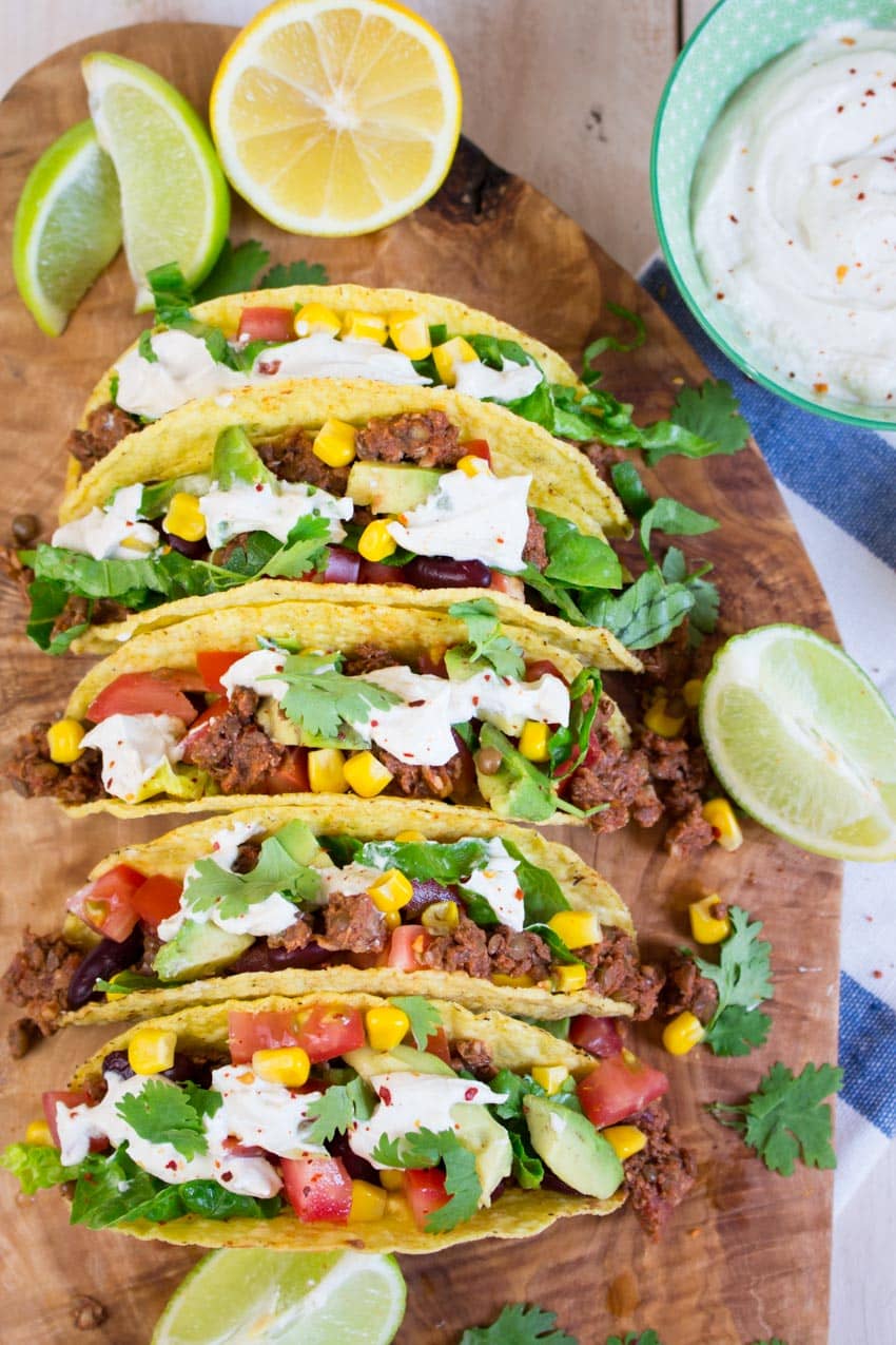 Vegane Tacos mit Linsen-Walnuss Füllung