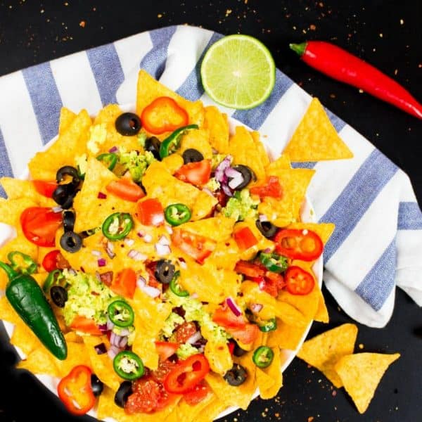 Pour it onto the nachos until they're nicely covered. Serve immediately.