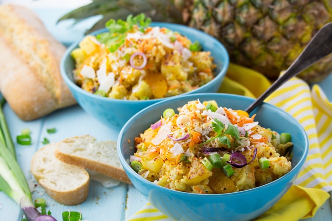 Curry Reissalat mit gegrillter Ananas | Vegan Heaven