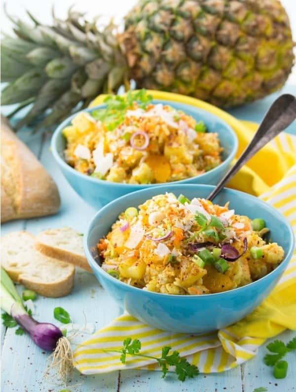 Curry Reissalat mit gegrillter Ananas | Vegan Heaven