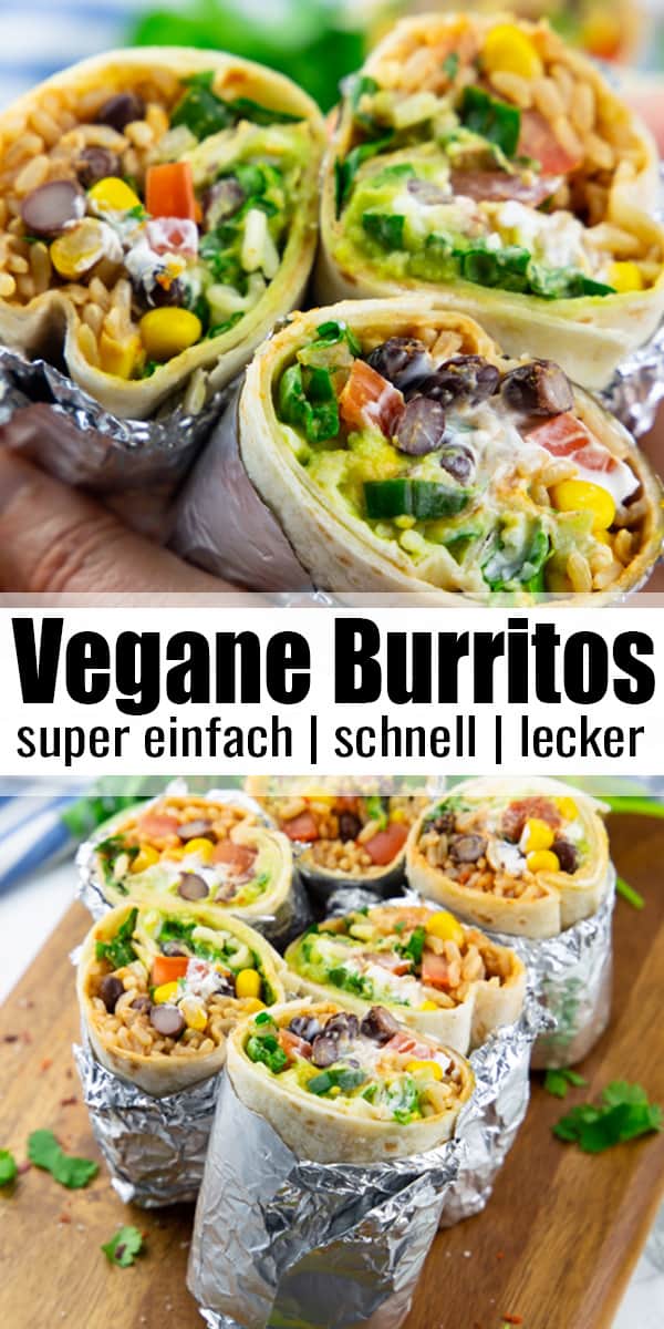 Burrito mit schwarzen Bohnen und Guacamole Vegan Heaven