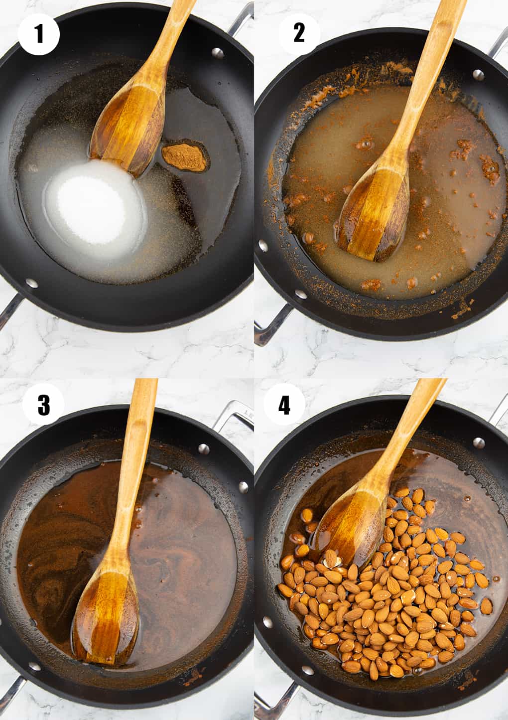 eine Collage aus vier Fotos, die die Zubereitung dieses Rezepts zeigen