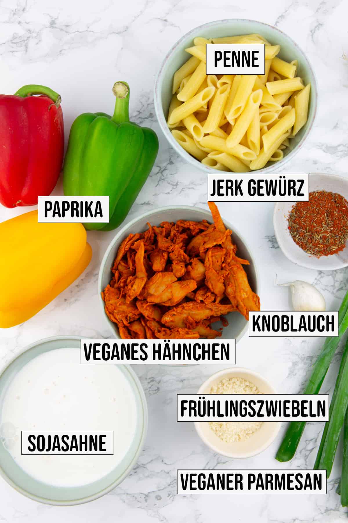 ein Bild mit den Zutaten, die man für dieses Rezept benötigt