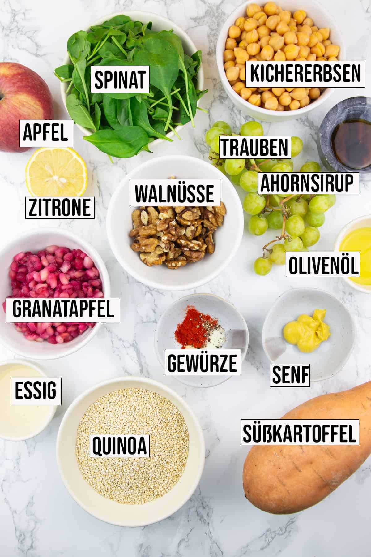 ein Bild mit den Zutaten, die man für dieses Rezept benötigt